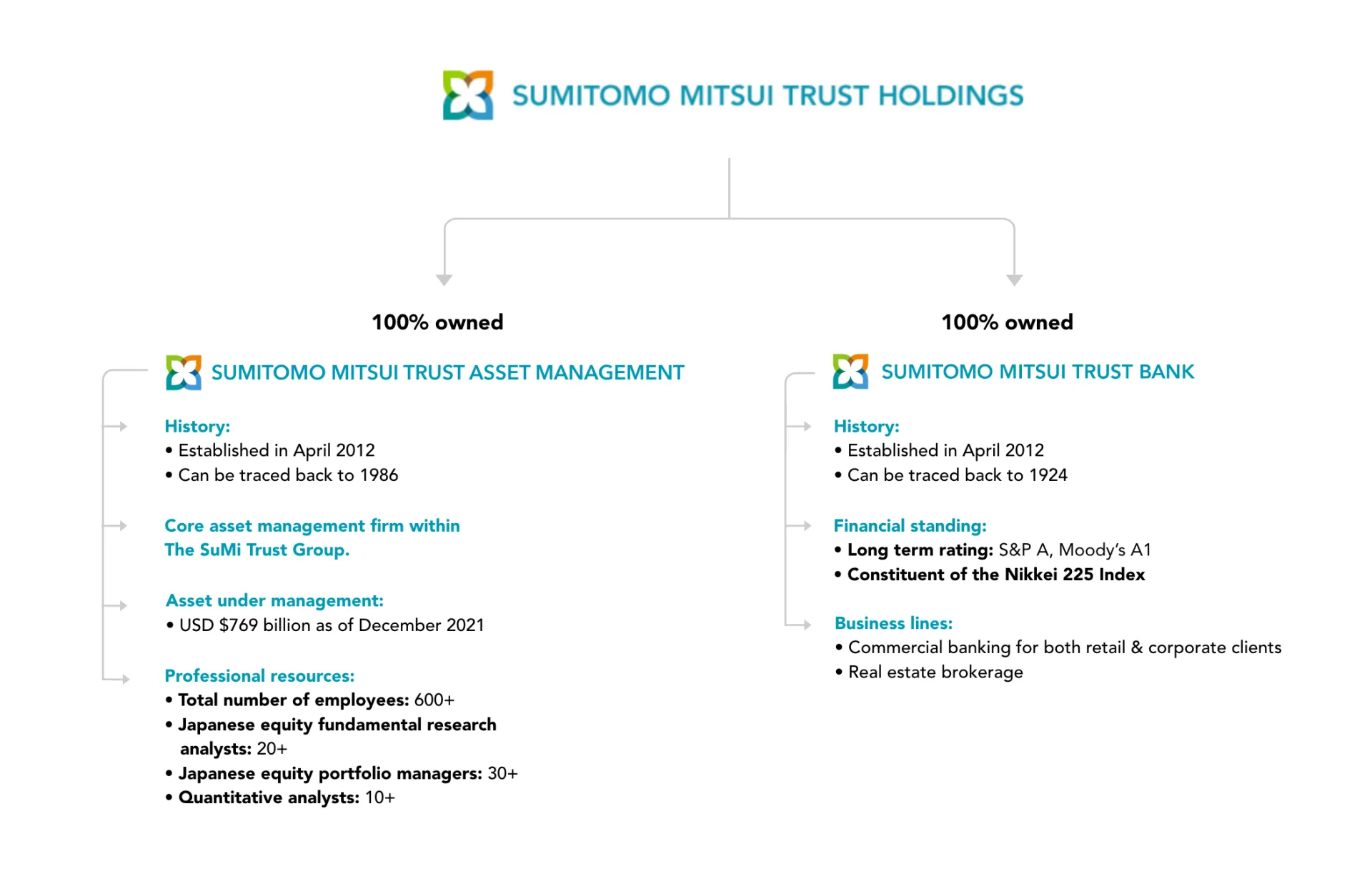 A diagram showing our corporate structure