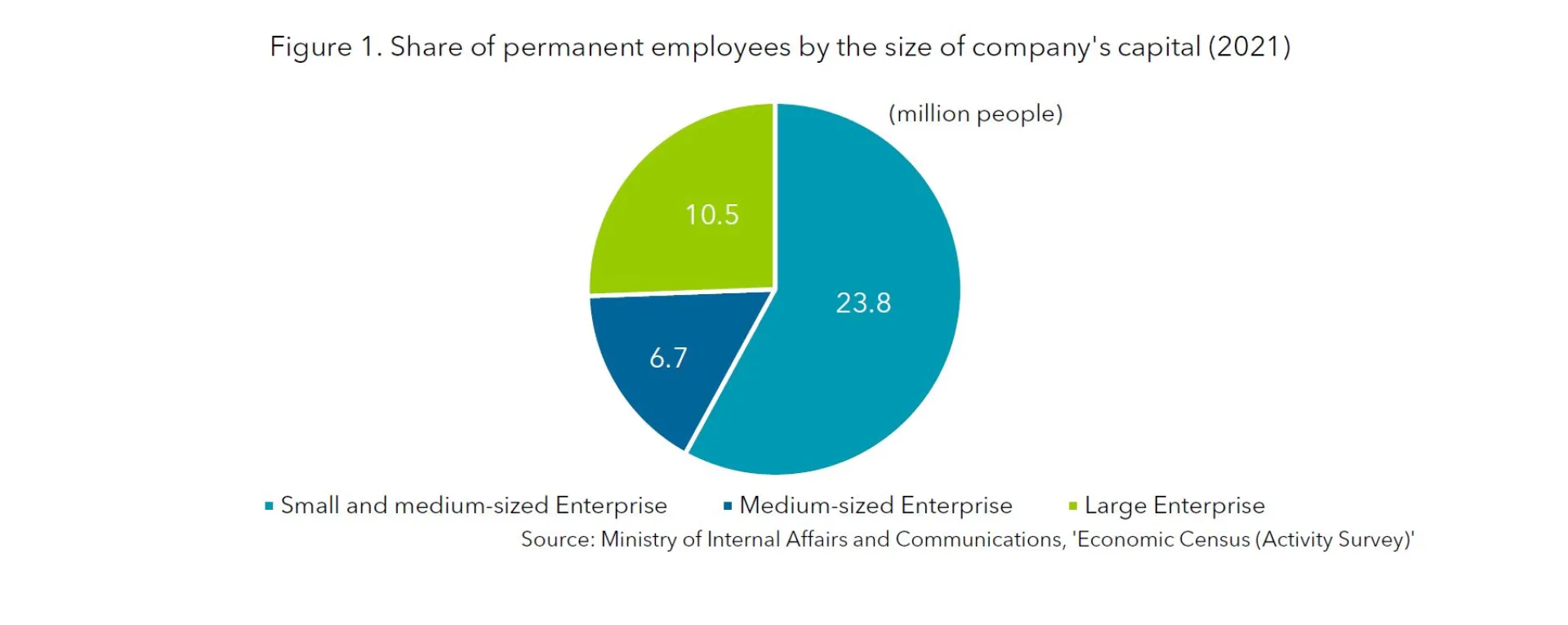 Figure 1 Share of permanent employees by the size of company's capital (2021)